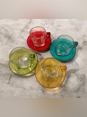 Pasabache Turkish Glass Coffee Set for
4, Glass Cups.